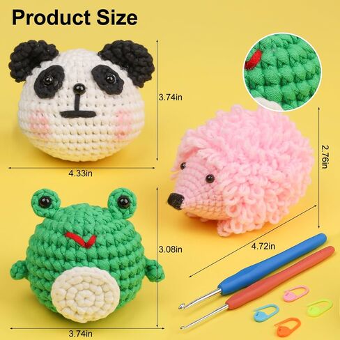 XSEINO Crochet Kit with Step-by-Step Video Tutorials，Premium Bundle Includes 12 Roll x50Yard Acrylic Yarn Balls, 12 Crochet Hooks, Crochet Bag and All Accessories Kit, Crochet Kit for Beginners in Kuwait