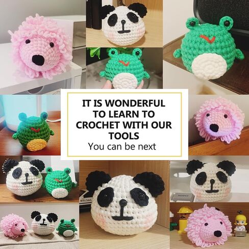 XSEINO Crochet Kit with Step-by-Step Video Tutorials，Premium Bundle Includes 12 Roll x50Yard Acrylic Yarn Balls, 12 Crochet Hooks, Crochet Bag and All Accessories Kit, Crochet Kit for Beginners in Kuwait
