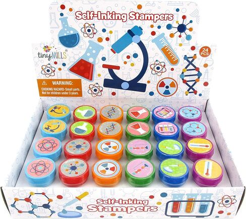 TINYMILLS 24 Pcs Science Party Stampers for Kids Science Party Favors Pinata Fillers Carnival Prizes Classroom Rewards in Saudi Arabia