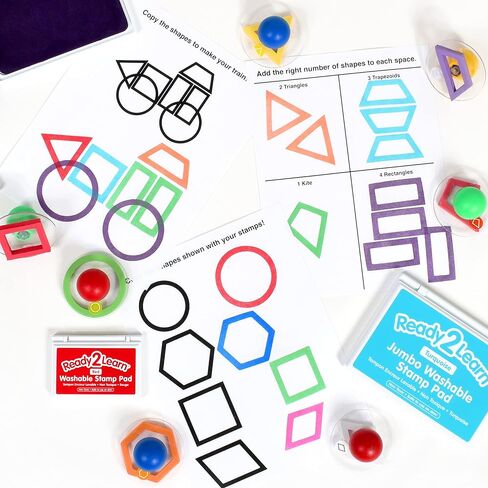 READY 2 LEARN CE6736 LEARN Giant Stampers - Geometric Shapes - Outlines - Set of 10 - Easy to Hold Foam Stamps for Kids - Arts and Crafts Stamps for Displays, Posters, Signs and DIY Projects in Saudi Arabia