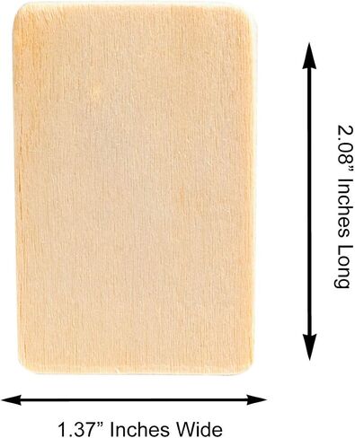 50 Pack Unfinished Natural Wood Rectangle Blank Pieces Wooden Tags Slices for Arts & Crafts, Painting DIY Decorations, Embellish, Burning & Staining (2.08" x 1.37" inches, 3mm) in Saudi Arabia
