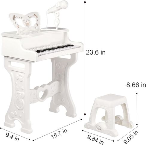 ألعاب لوحة مفاتيح البيانو ColorSavvy 37 مفتاحًا للفتيات، آلة موسيقية إلكترونية مع ميكروفون، أصوات وأضواء متعددة، مقعد، ألعاب تعلم البيانو التعليمية للأطفال بعمر 3 سنوات فما فوق (وردي) (وردي) in Kuwait