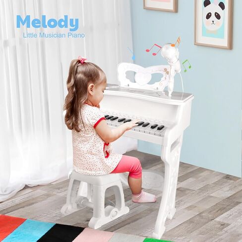 ألعاب لوحة مفاتيح البيانو ColorSavvy 37 مفتاحًا للفتيات، آلة موسيقية إلكترونية مع ميكروفون، أصوات وأضواء متعددة، مقعد، ألعاب تعلم البيانو التعليمية للأطفال بعمر 3 سنوات فما فوق (وردي) (وردي) in Kuwait