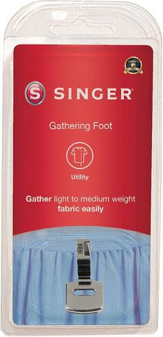 SINGER | Gathering Presser Foot for Low-Shank Sewing Machines, Simutaneously Trims & Hems Edges, Zig-Zag and Over-Edge Stitches - Sewing Made Easy, White in Saudi Arabia