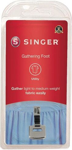 SINGER | Gathering Presser Foot for Low-Shank Sewing Machines, Simutaneously Trims & Hems Edges, Zig-Zag and Over-Edge Stitches - Sewing Made Easy, White in Saudi Arabia