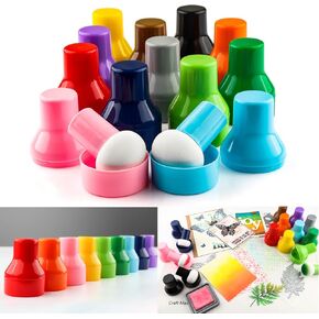 12PCS / Sets Ink Applicator with Storage Cases,Paper Pouncers for Direct Ink Application On Crafts Projects Easily,Inking Sponge for Stamp Ink Distressing, Blending Card Making Crafting Tools