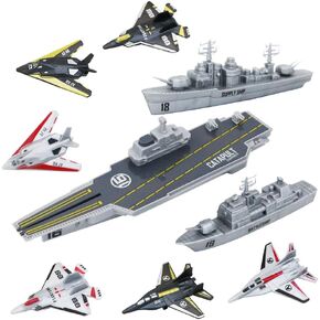 deAO Model Military Naval Ship Aircraft Carrier Toy Play Set with Small Scale Model Planes, Battleship and Supply Ship Included…