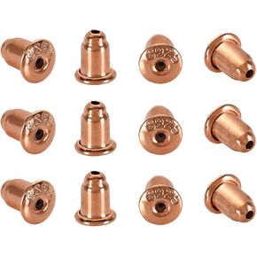 6Pairs/12Pcs Rose Gold Plated Bullet Earring Backs for Studs, S925 Sterling Silver Ear Ring Backings, Hypoallergenic Safety Secure Post Locking Replacements for Sensitive Women Kids Toddlers