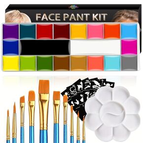 DONGERNIIU Face Painting Kit Oil Palette, Professional Face Paint Flash Non Toxic Safe Tattoo Halloween FX Party Artist Fancy Makeup Painting Kit For Kids and Adult (20 Color) in Saudi Arabia