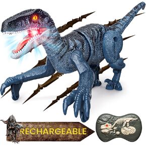 tecnock ديناصورات التحكم عن بعد، ألعاب ديناصورات صغيرة للأولاد 3-5 5-7، 2.4 جيجا هرتز المشي RC روبوت ديناصور مع أضواء، هدايا للأطفال الأولاد الفتيات سن 4 5 6 7 8-12، فيلوسيرابتور in Kuwait
