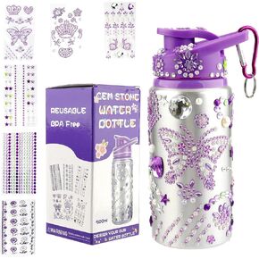 Easter Gifts for Kids, Decorate Your Own Water Bottle for Girls, Arts and Crafts for Kids Ages 8-12, Gifts for 8 Year Old Girls, 4-6-8-12 Year Old Girl Birthday Easter Stuffers for Girls, Purple