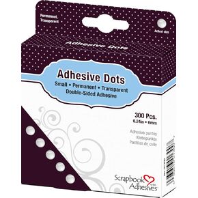 3L Scrapbook Adhesives Permanent Dodz, Small, 1/4-Inch, 300/Pack, Clear