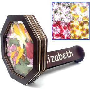Personalized Newest Natural Wood DIY Kaleidoscope for Kids, Magic Outdoor Educational Fillable Wooden Rotating Eco-Friendly Classic Kit, Best Gifts for Nature Lovers (1 Pc-Name Personalized)