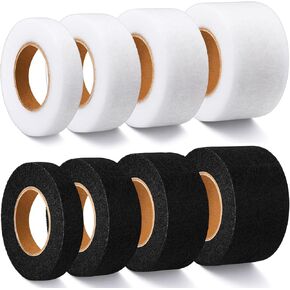 Tranqun 8 لفات حديد على شريط حاشية 0.4، 0.8، 1.2، 1.6 بوصة شريط حاشية غير مخيط، شريط حاشية قابل للانصهار للسراويل الجينز والستائر والملابس القماشية، أسود وأبيض in Kuwait