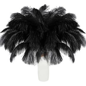 120 Pcs Ostrich Feathers for Centerpieces: 10-12 Inches (25-30cm) Black Ostrich Feathers Bulk, Large Feathers for Centerpieces, Table, Flower Arrangement and Home Decoration (120 Pcs, Black)