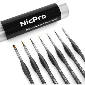 Nicpro Micro Detail Paint Brush Set - 15 PCS Small Miniature Paint Brushes, Fine Model Painting Brushes for Acrylic Watercolor Oil & Paint by Number, Citadel Paint, 40k, Figurine, Craft - with Holder