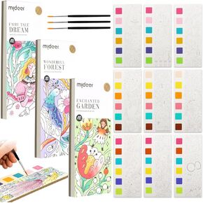 2-Pack Pocket Watercolor Painting Book, Travel Pocket Watercolor Kit, Mini Watercolor Paint Bookmark Paint with Water Books for Kids 3+3 year+