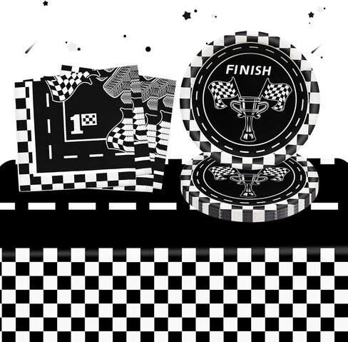 مجموعة أدوات مائدة حفلات أعياد الميلاد من GLGHMH، 41 قطعة، لوازم حفلات السباق للاستعمال مرة واحدة تتضمن مفرش طاولة واحد و20 طبقًا و20 منديلًا لتزيين طاولات حفلات أعياد الميلاد للأولاد والبنات والأطفال in Kuwait