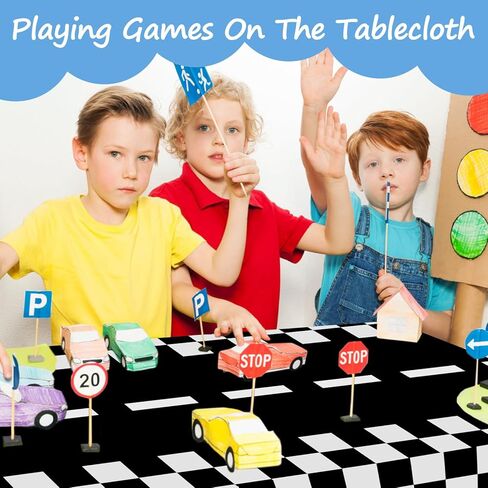 مجموعة أدوات مائدة حفلات أعياد الميلاد من GLGHMH، 41 قطعة، لوازم حفلات السباق للاستعمال مرة واحدة تتضمن مفرش طاولة واحد و20 طبقًا و20 منديلًا لتزيين طاولات حفلات أعياد الميلاد للأولاد والبنات والأطفال in Kuwait