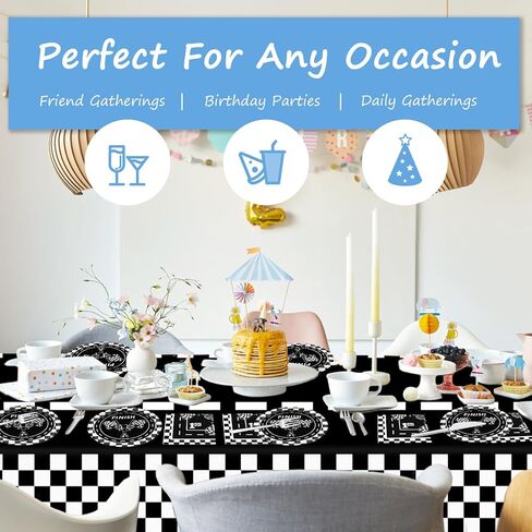 مجموعة أدوات مائدة حفلات أعياد الميلاد من GLGHMH، 41 قطعة، لوازم حفلات السباق للاستعمال مرة واحدة تتضمن مفرش طاولة واحد و20 طبقًا و20 منديلًا لتزيين طاولات حفلات أعياد الميلاد للأولاد والبنات والأطفال in Kuwait