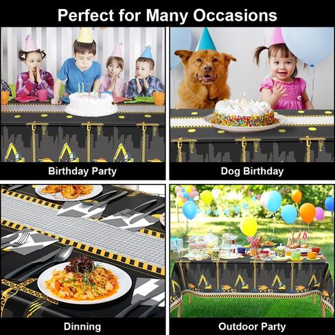 2 PCS Construction Table Cloth Plastic Disposable Construction Birthday Party Supplies Tablecloth Rectangle Dump Truck Table Covers for Kids Boys Construction Birthday Party Decorations, 54 x 108 Inch in Kuwait