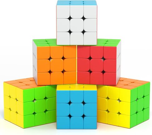 مجموعة مكعبات سرعة Vdealen 3x3x3، 6 عبوات مكعبات سرعة كبيرة احترافية بدون ملصقات، مجموعة مكعبات أحجية للحفلات هدية رائعة لألعاب الذكاء للأطفال والمراهقين والبالغين in Kuwait