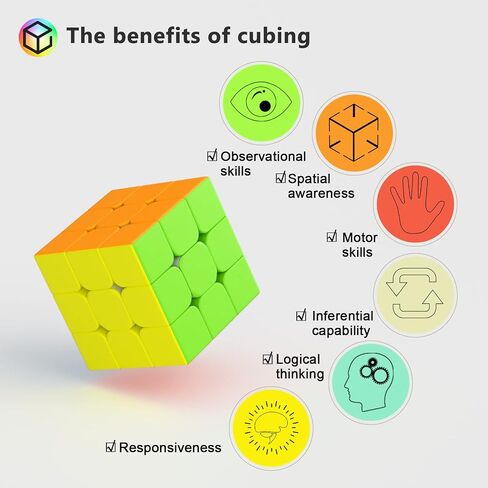 مجموعة مكعبات سرعة Vdealen 3x3x3، 6 عبوات مكعبات سرعة كبيرة احترافية بدون ملصقات، مجموعة مكعبات أحجية للحفلات هدية رائعة لألعاب الذكاء للأطفال والمراهقين والبالغين in Kuwait