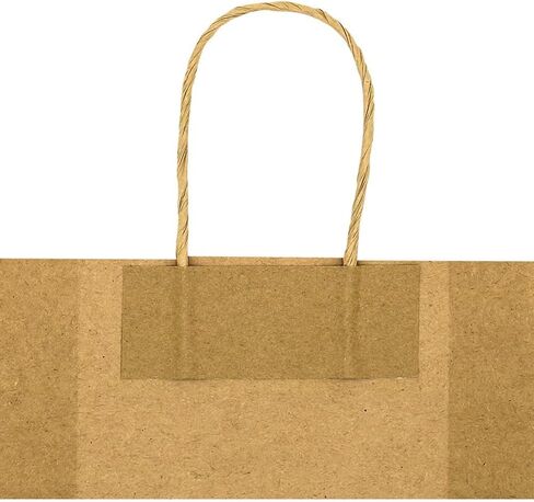 Bagmad 100 حزمة 5.25 × 3.25 × 8 بوصة أكياس ورقية صغيرة بنية مع مقابض كبيرة، أكياس ورق هدايا، هدايا حفلات أعياد الميلاد من كرافت، حقائب تسوق يدوية للتسوق بالتجزئة (طبيعية عادية 100 قطعة) in Kuwait
