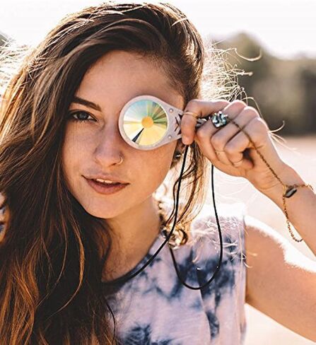 قلادة GloFX Kaleidscope Crystal Monocle وعدسة الكاميرا الحيود الكسوري ثلاثي الأبعاد in Kuwait