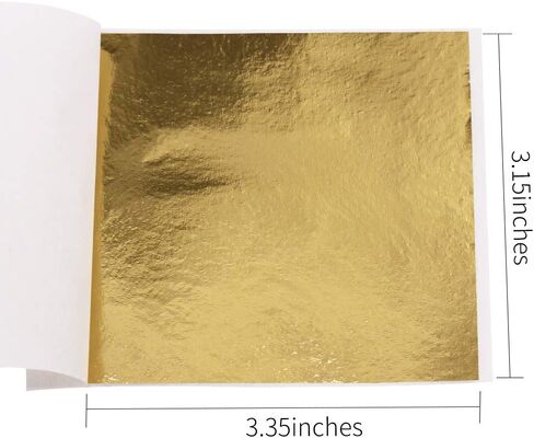 VGSEBA Gold Leaf Sheets, 100pcs 3.15" x 3.35" B Gold Imitation Gold Foil Paper for Gilding Crafts,Furniture,Decorations, Arts Project in Kuwait
