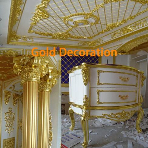 جوير اوراق ذهبية من 100 قطعة - رقائق ذهبية لاوراق الاظافر 5.5 × 5.5 انش، ورق ذهبي للفنون والرسم والتذهيب والحرف اليدوية والديكور + قطعتين من فرشاة التذهيب in Kuwait