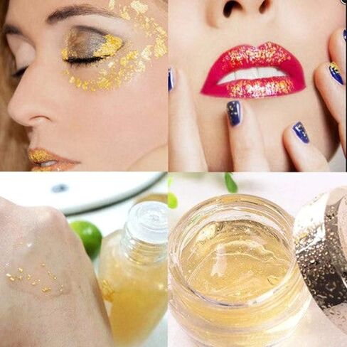 جوير اوراق ذهبية من 100 قطعة - رقائق ذهبية لاوراق الاظافر 5.5 × 5.5 انش، ورق ذهبي للفنون والرسم والتذهيب والحرف اليدوية والديكور + قطعتين من فرشاة التذهيب in Kuwait