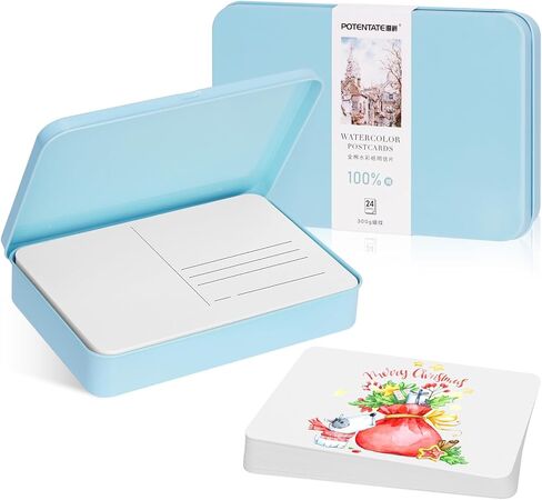 بطاقات بريدية بألوان مائية، 24 ورقة مقاس 4 × 6 بوصات ورق ألوان مائية فارغ 140 رطل (300 جرامًا للمتر المربع)، بطاقات ألوان مائية فارغة، لوازم ألوان مائية لوازم فنية للبالغين، ملاحظات شكر، دعوات، بطاقات تهنئة in Kuwait