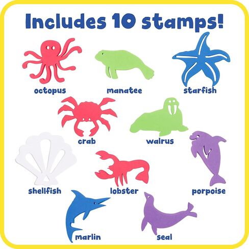 READY 2 LEARN Giant Stampers - Sea Creatures - Set of 10 - Easy to Hold Foam Stamps for Kids - Arts and Crafts Stamps for Displays, Posters, Signs and DIY Projects in Saudi Arabia