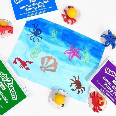 READY 2 LEARN Giant Stampers - Sea Creatures - Set of 10 - Easy to Hold Foam Stamps for Kids - Arts and Crafts Stamps for Displays, Posters, Signs and DIY Projects in Saudi Arabia