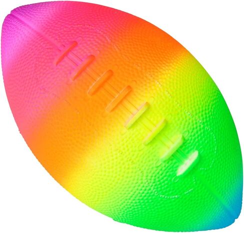 كرة قدم قابلة للنفخ بألوان قوس قزح مقاس 22.86 سم للأطفال - لون نيون ساطع - لعمر 3 سنوات فما فوق. in Kuwait