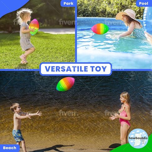 كرة قدم قابلة للنفخ بألوان قوس قزح مقاس 22.86 سم للأطفال - لون نيون ساطع - لعمر 3 سنوات فما فوق. in Kuwait