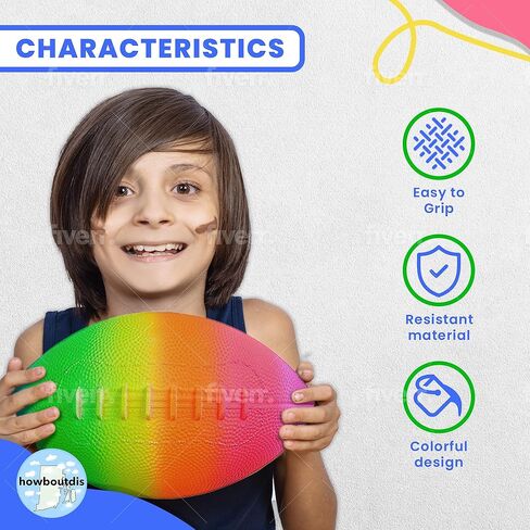 كرة قدم قابلة للنفخ بألوان قوس قزح مقاس 22.86 سم للأطفال - لون نيون ساطع - لعمر 3 سنوات فما فوق. in Kuwait