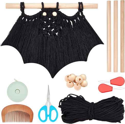 FREEBLOSS 3 Set DIY Macrame Wall Hanging Kit Bat Macrame Kit for Beginners Bat Wall Hanging Ornaments with Step by Step Tutorial in Kuwait