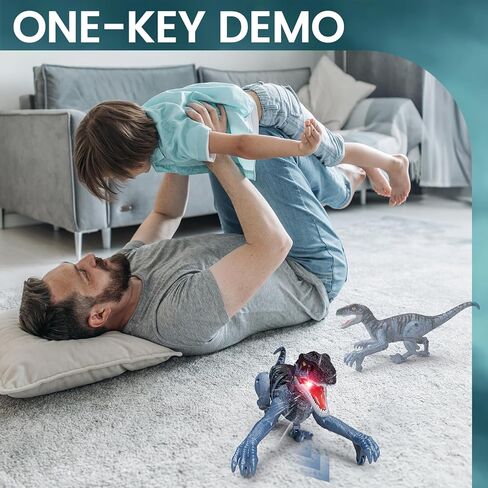 tecnock ديناصورات التحكم عن بعد، ألعاب ديناصورات صغيرة للأولاد 3-5 5-7، 2.4 جيجا هرتز المشي RC روبوت ديناصور مع أضواء، هدايا للأطفال الأولاد الفتيات سن 4 5 6 7 8-12، فيلوسيرابتور in Kuwait