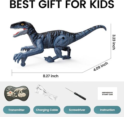 tecnock ديناصورات التحكم عن بعد، ألعاب ديناصورات صغيرة للأولاد 3-5 5-7، 2.4 جيجا هرتز المشي RC روبوت ديناصور مع أضواء، هدايا للأطفال الأولاد الفتيات سن 4 5 6 7 8-12، فيلوسيرابتور in Kuwait