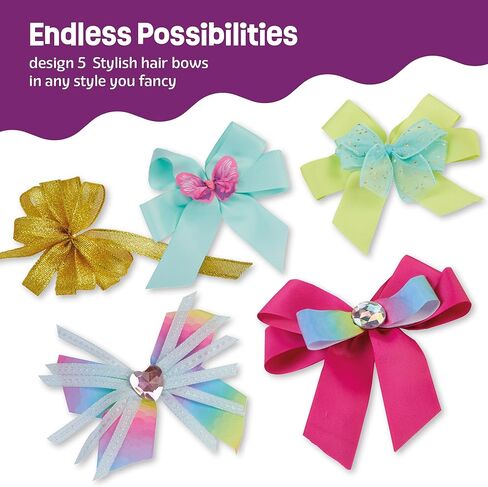 Hair Bow Making Kit for Girls - Make Your Own Fashion Bows for Kids - DIY Hair Accessories Set - Jewelry Arts & Crafts Gift for Ages 5-12 Year Old Girl - Children's Art & Craft Birthday Gifts Ideas in Kuwait