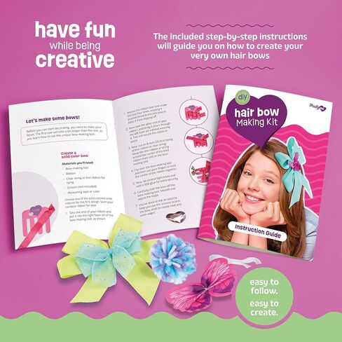 Hair Bow Making Kit for Girls - Make Your Own Fashion Bows for Kids - DIY Hair Accessories Set - Jewelry Arts & Crafts Gift for Ages 5-12 Year Old Girl - Children's Art & Craft Birthday Gifts Ideas in Kuwait