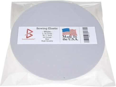 برشلونيتا | 50 ياردة × 1 بوصة | خياطة مرنة | بكرة شريط مطاطي | لفافة متماسكة، قابلة للتمدد، إيلستان حرفية | صنع في الولايات المتحدة الأمريكية (أسود) in Kuwait