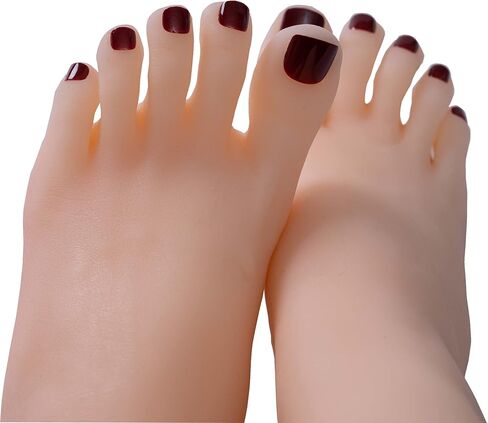 عارضات أزياء نسائية ناعمة من السيليكون بالحجم الطبيعي، أرجل وأقدام، صنادل عرض عارضات أزياء، عرض أحذية، أظافر رسم فني (أحمر خمري، مقاس 37 قدمًا) in Kuwait