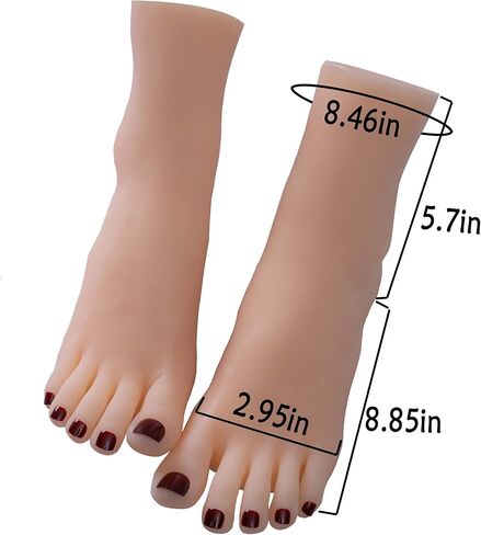 عارضات أزياء نسائية ناعمة من السيليكون بالحجم الطبيعي، أرجل وأقدام، صنادل عرض عارضات أزياء، عرض أحذية، أظافر رسم فني (أحمر خمري، مقاس 37 قدمًا) in Kuwait