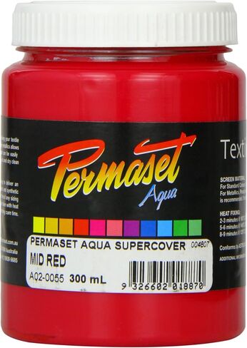 أحبار طباعة الشاشة Permaset Aqua Fabric Supercover - أحمر متوسط ​​- 300 مل in Saudi Arabia