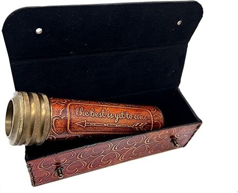 مخصص خمر طبق الأصل مشكال بريس الأفضل لم يأت بعد اقتباس محفور مع صندوق جلدي وعدسة مرآة ثلاثية الأبعاد خمر أحمر كلاسيكي مشكال بحري محمول هدية قابلة للجمع للأطفال in Kuwait