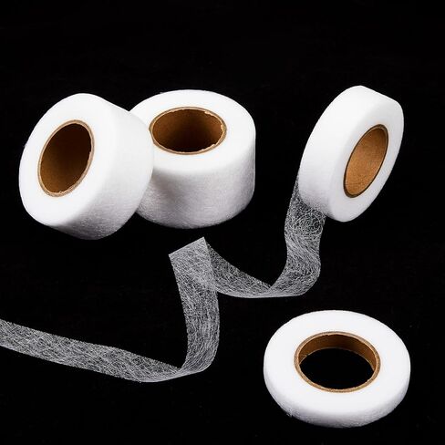 Tranqun 8 لفات حديد على شريط حاشية 0.4، 0.8، 1.2، 1.6 بوصة شريط حاشية غير مخيط، شريط حاشية قابل للانصهار للسراويل الجينز والستائر والملابس القماشية، أسود وأبيض in Kuwait