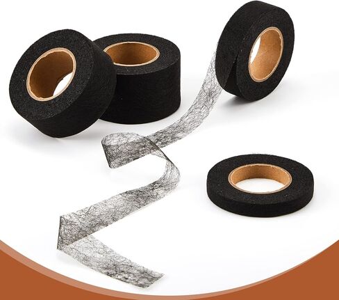 Tranqun 8 لفات حديد على شريط حاشية 0.4، 0.8، 1.2، 1.6 بوصة شريط حاشية غير مخيط، شريط حاشية قابل للانصهار للسراويل الجينز والستائر والملابس القماشية، أسود وأبيض in Kuwait